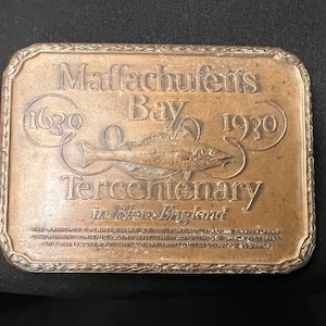 Antique 1930 Fish Massachusetts Bay Tercentenary Bronze Plaque