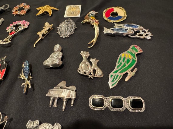 Lot of 28 Vintage Pin Brooches Sterling Silver Pe… - image 7