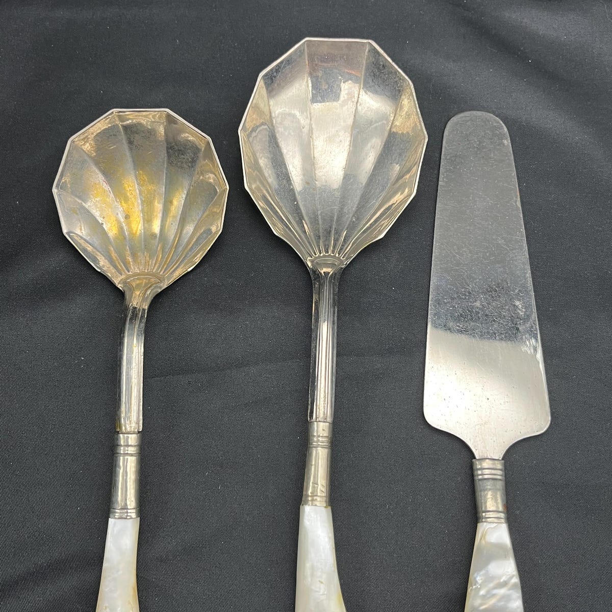 Vintage Silver Plate Mother of Pearl Serving Set. - Etsy