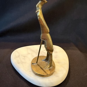 Antique Art Deco Hagenauer Style Abstract Bronze Brass Man Golf Player Paperweight Figurine Marked China