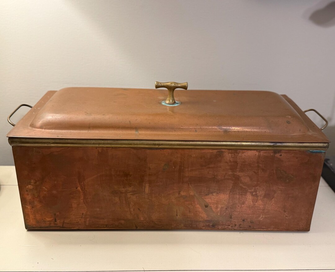 Beautiful Large Vintage Copper Box With Handles and Lid Decorative Box ...