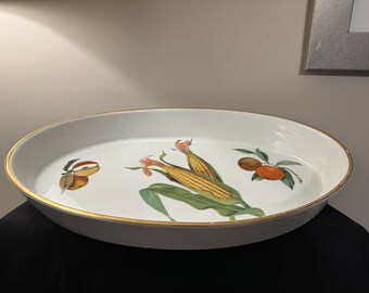 Antique Royal Worcester ‘Evesham Gold’ Pattern,Large Shallow Serving oval Platter, Baking, Casserole dish