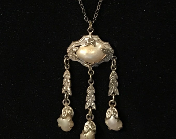 Stunning Blister Pearl and Sterling Victorian Necklace. - Etsy
