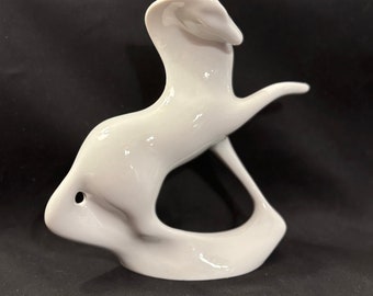 Vintage MCM Abstract Modernist White Horse Figurine by Jaroslav Jezek for Royal Dux