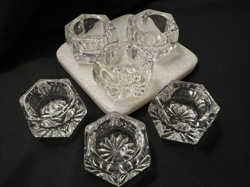 Set of 6 Vintage Cut Glass Table Salt Cellars Etsy
