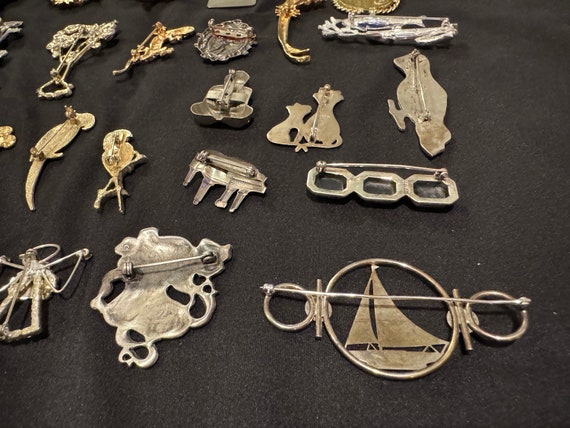 Lot of 28 Vintage Pin Brooches Sterling Silver Pe… - image 4