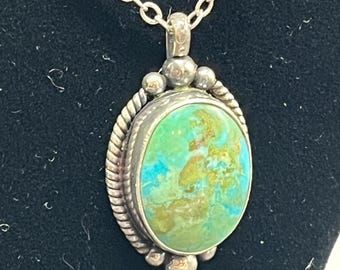 Geneva Apachito Turquoise Pendant Signed Native American Navajo