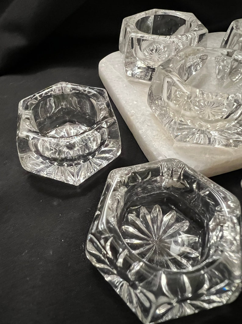 Set of 6 Vintage Cut Glass Table Salt Cellars Etsy