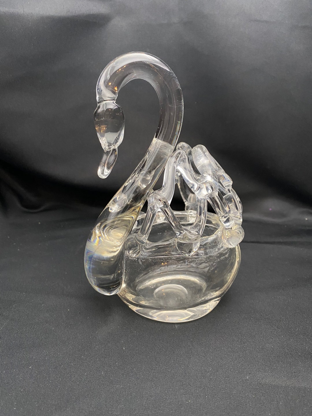 Vintage Clear Glass Swan Hot Shaped Free Formed Flower Frog. Etsy