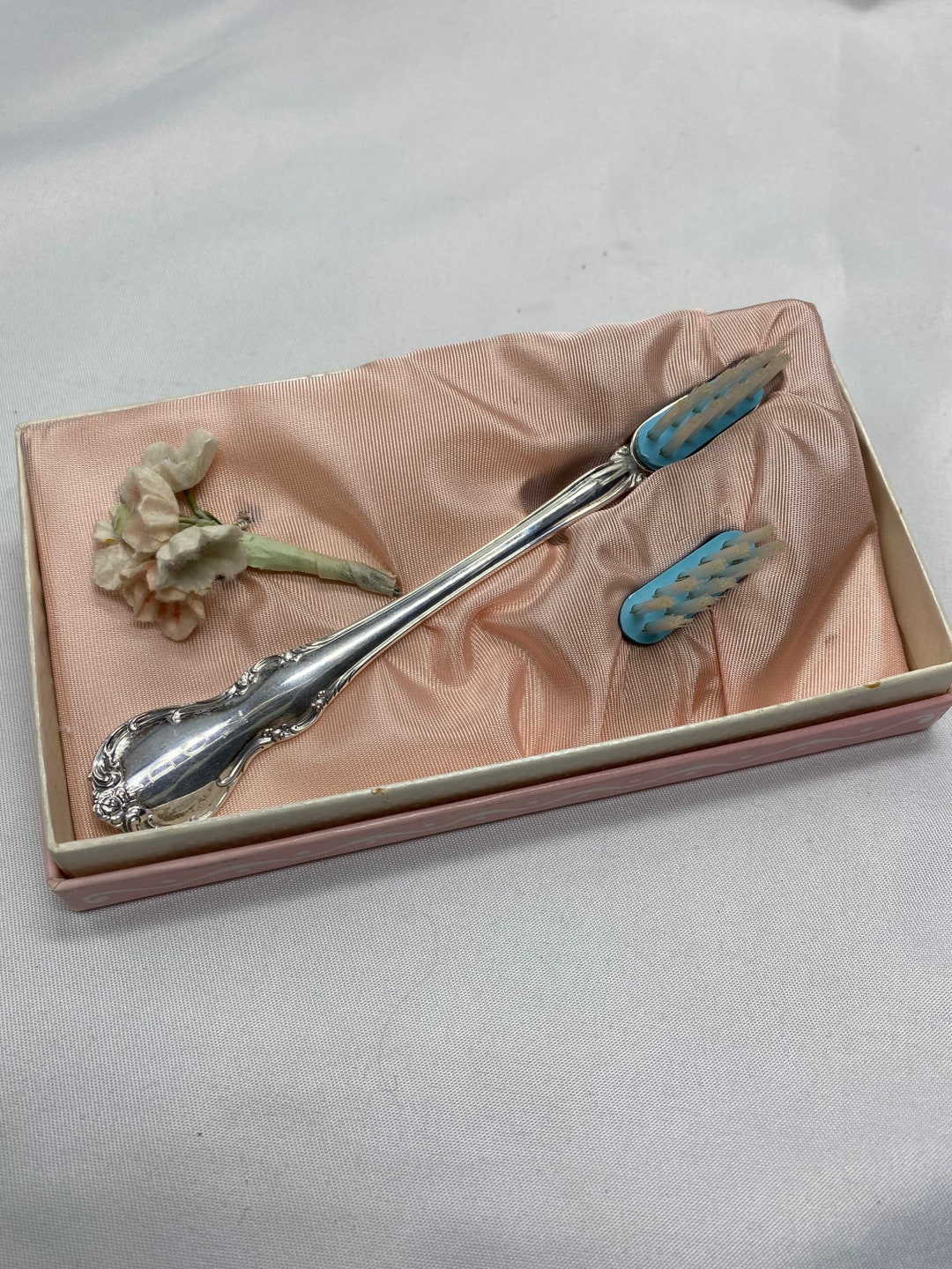 Vintage Sterling Silver Baby Toothbrush by Towel in Original - Etsy UK