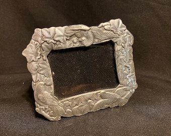 Vintage Elias Fine Pewter Picture Frame: Flying Bird & Ivy