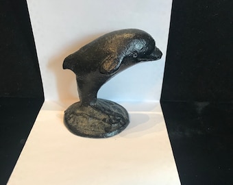 Small Vintage Cast Iron Dolphin Figure