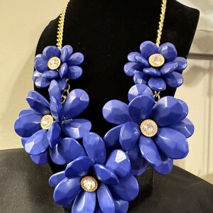 Natasha Couture Fushia Floral Statement Bracelet And Earrings Natasha Couture Bright Pink Flower Design Cluster Statement  main image 4