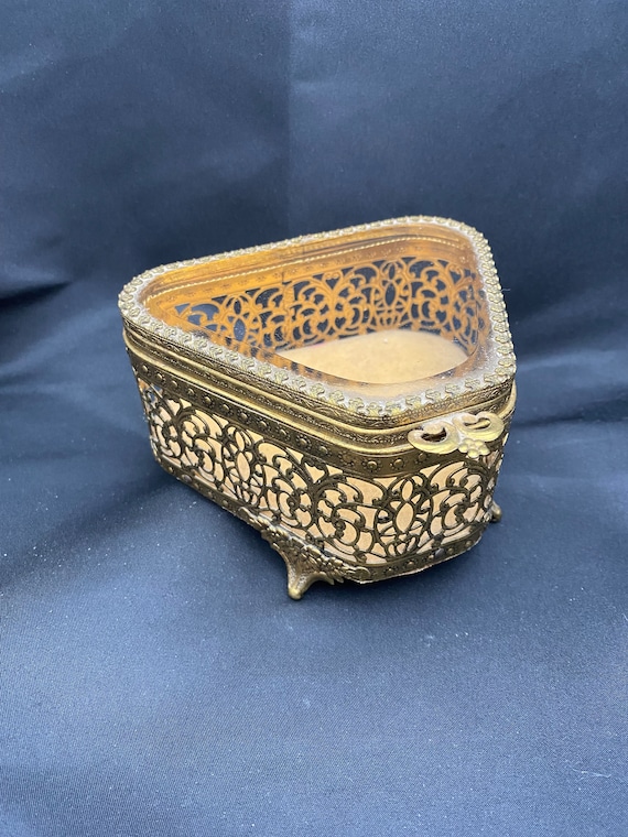 Vintage, ornate, brass beveled glass ormolu, curi… - image 1