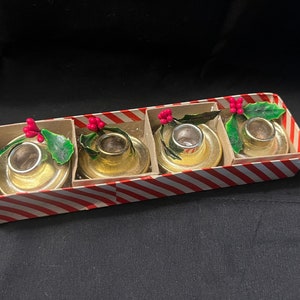 4 Vintage Ceramic Christmas Candle Holders Holly Holt Howard Japan In Original Box