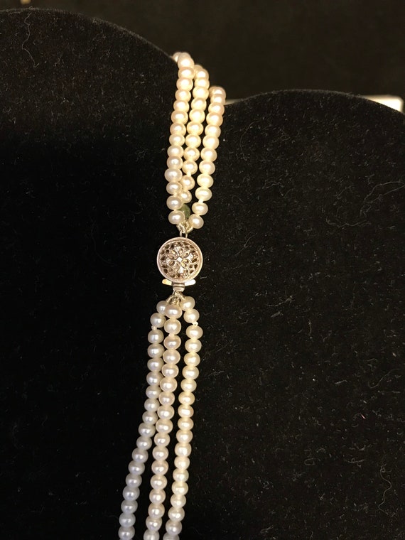 Multi strand sterling silver and pearl necklace. - image 6