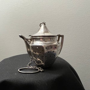 Antique Sterling Silver Figural Teapot Tea Infuser