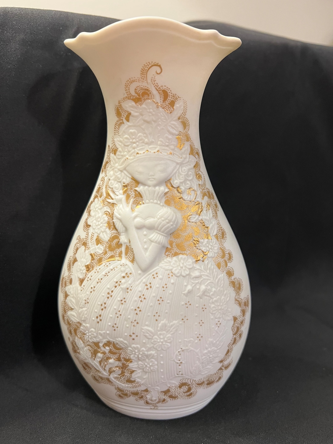 Vintage Kaiser Germany Rhapsodie Vase Woman With Gold Trim Etsy