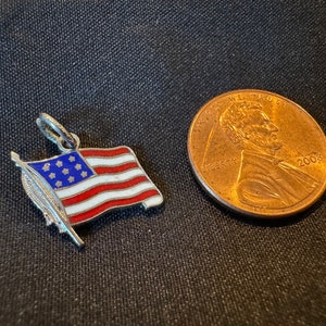 Vintage Sterling Silver and Enamel American Flag Charm