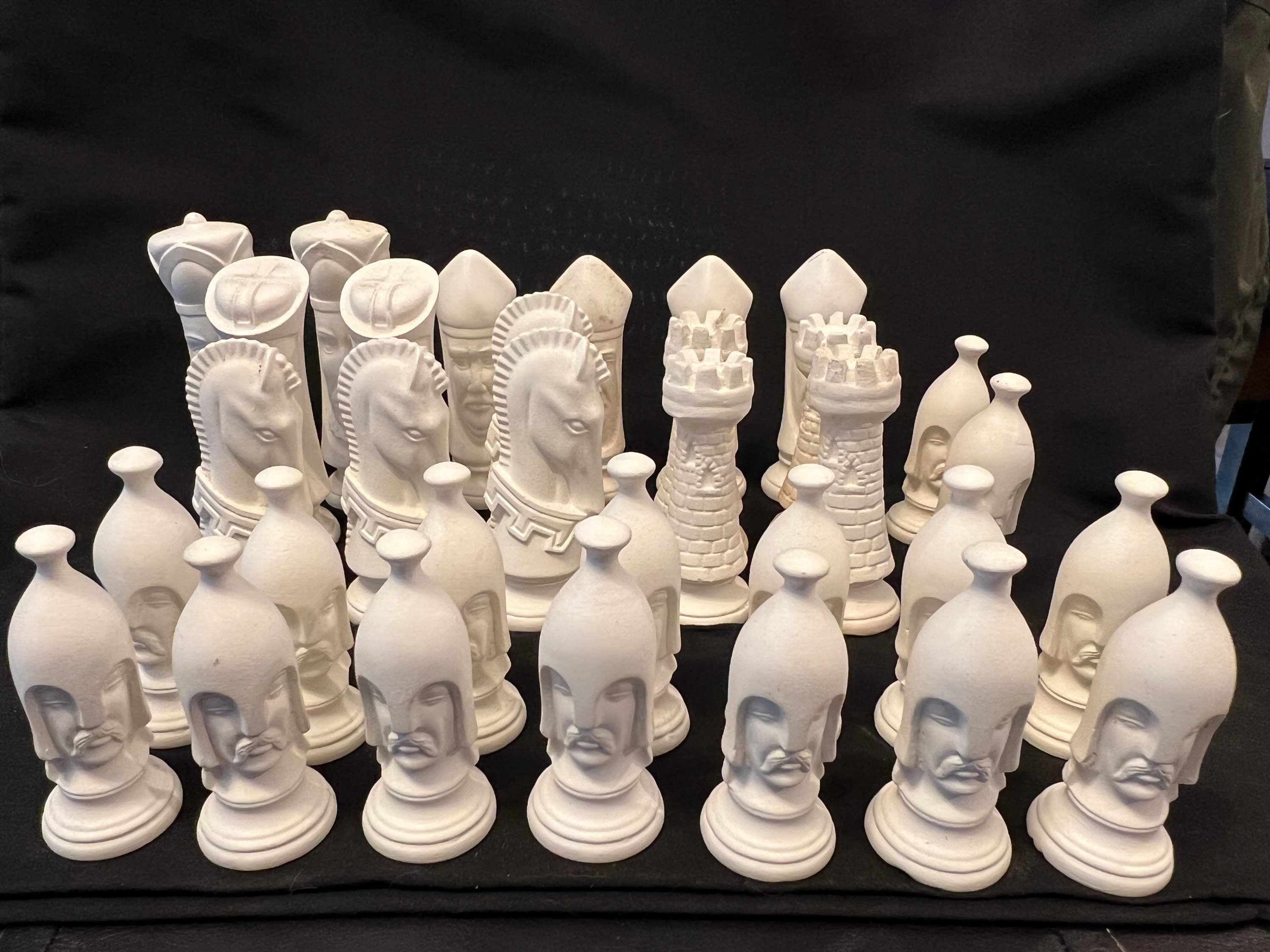unpainted ceramic chess sets