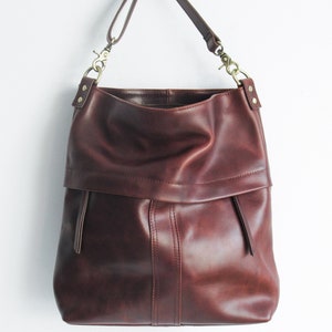 Brown leather shoulder bag, crossbody purse, unique shoulder bag image 2