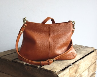 Mini leather crossbody bag, small slouchy purse, evening bag, clutch