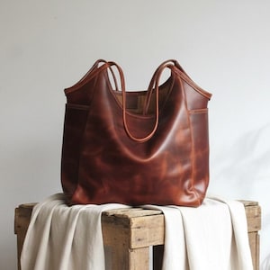 Leren draagtas vrouw, camel schoudertas, leren tas