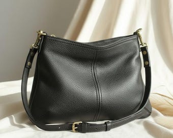 バッグ MASSTARD MINIMAL LEATHER BODY BAG BLACK Minimalist Black Leather Crossbody Bag With Magnetic Closure - Etsy