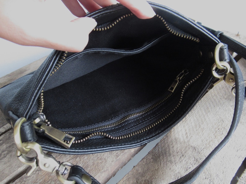 Mini leather crossbody bag, small slouchy purse, evening bag, clutch image 8