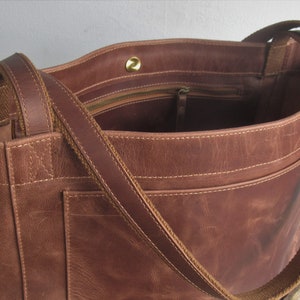Large leather tote bag, laptop bag, large shoulder bag image 7