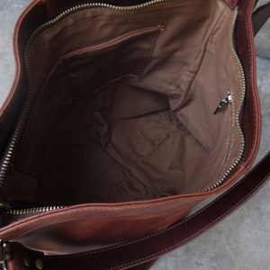 Brown leather shoulder bag, crossbody purse, unique shoulder bag image 6