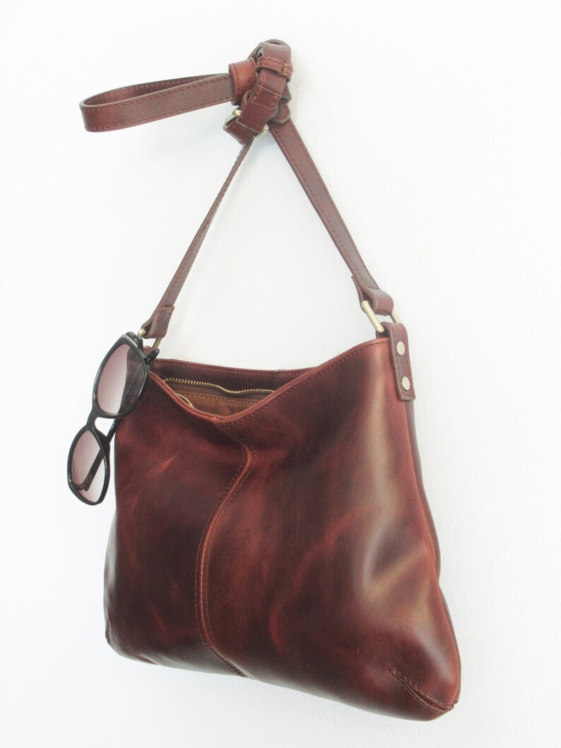Leather Shoulder Bag Crossbody Purse With Zipper Womens Etsy