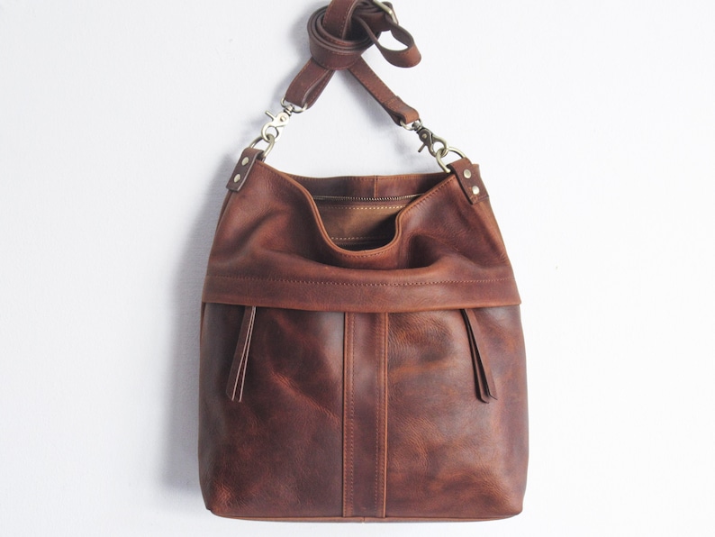 Tan leather shoulder bag, crossbody purse, tan handbag zdjęcie 4