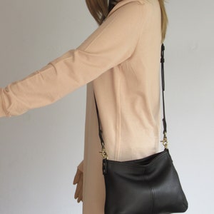 Mini leather crossbody bag, small slouchy purse, evening bag, clutch image 7