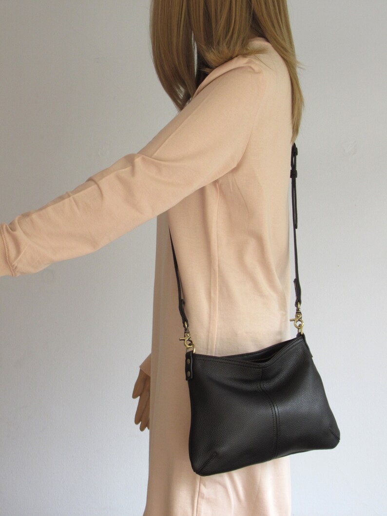 Mini leather crossbody bag, small slouchy purse, evening bag, clutch image 7