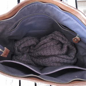 Sac à dos en cuir pour femme, sac à bandoulière convertible marron clair, sac hobo image 8