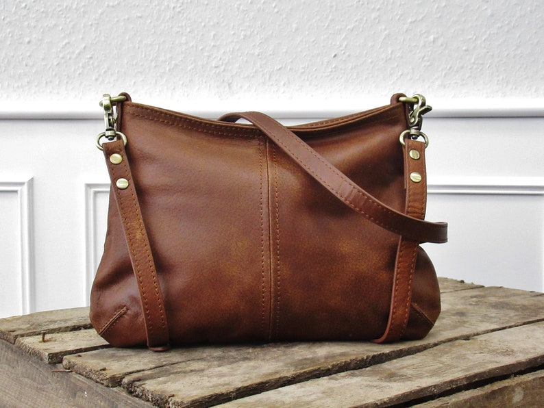 Brown leather crossbody bag small purse shoulder bag cross Etsy