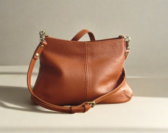 Mini leather crossbody bag, small slouchy purse, evening bag, clutch