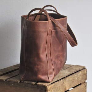 Large leather tote bag, laptop bag, large shoulder bag image 4