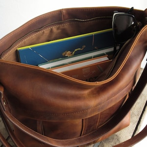 Tan leather shoulder bag, crossbody purse, tan handbag zdjęcie 5