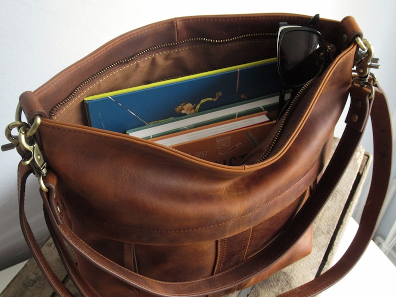 Tan leather shoulder bag, crossbody purse, tan handbag image 5