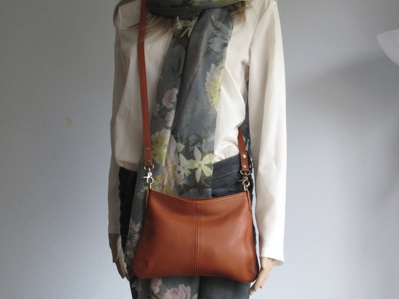 Mini leather crossbody bag, small slouchy purse, evening bag, clutch image 4