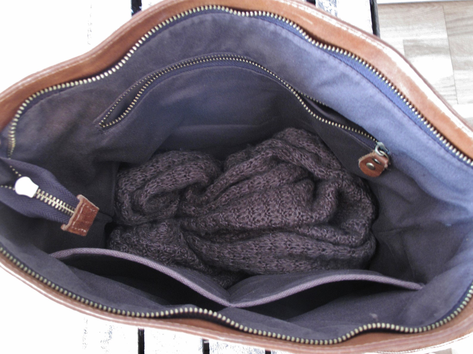 Women's Tan Glossy Leather Hobo Bag - Zip Top Shoulder Handbag, Large Capacity Evening Clutch Purse
