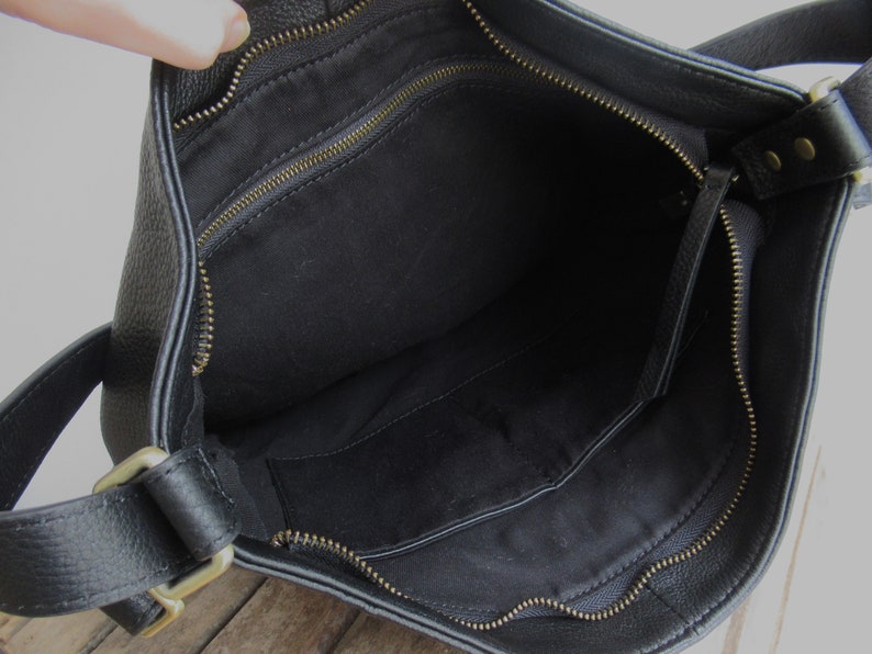 Black backpack, leather convertible shoulder bag with backpack function image 8
