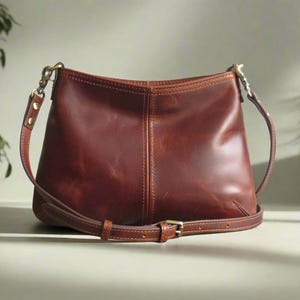 Bolso bandolera pequeño de piel marrón, bolso de mano