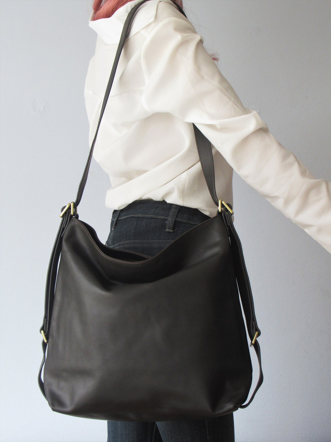 Convertible Backpack Leather Shoulder Bag Black Bag - Etsy Australia