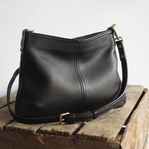 Mini leather crossbody bag, small slouchy purse, evening bag, clutch Black