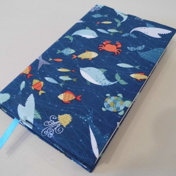 SALE. Sea Life Handmade Fabric Book Cover