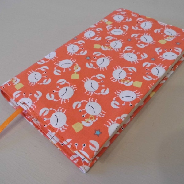 SALE. Who's Crabby Handmade Fabric Book Cover