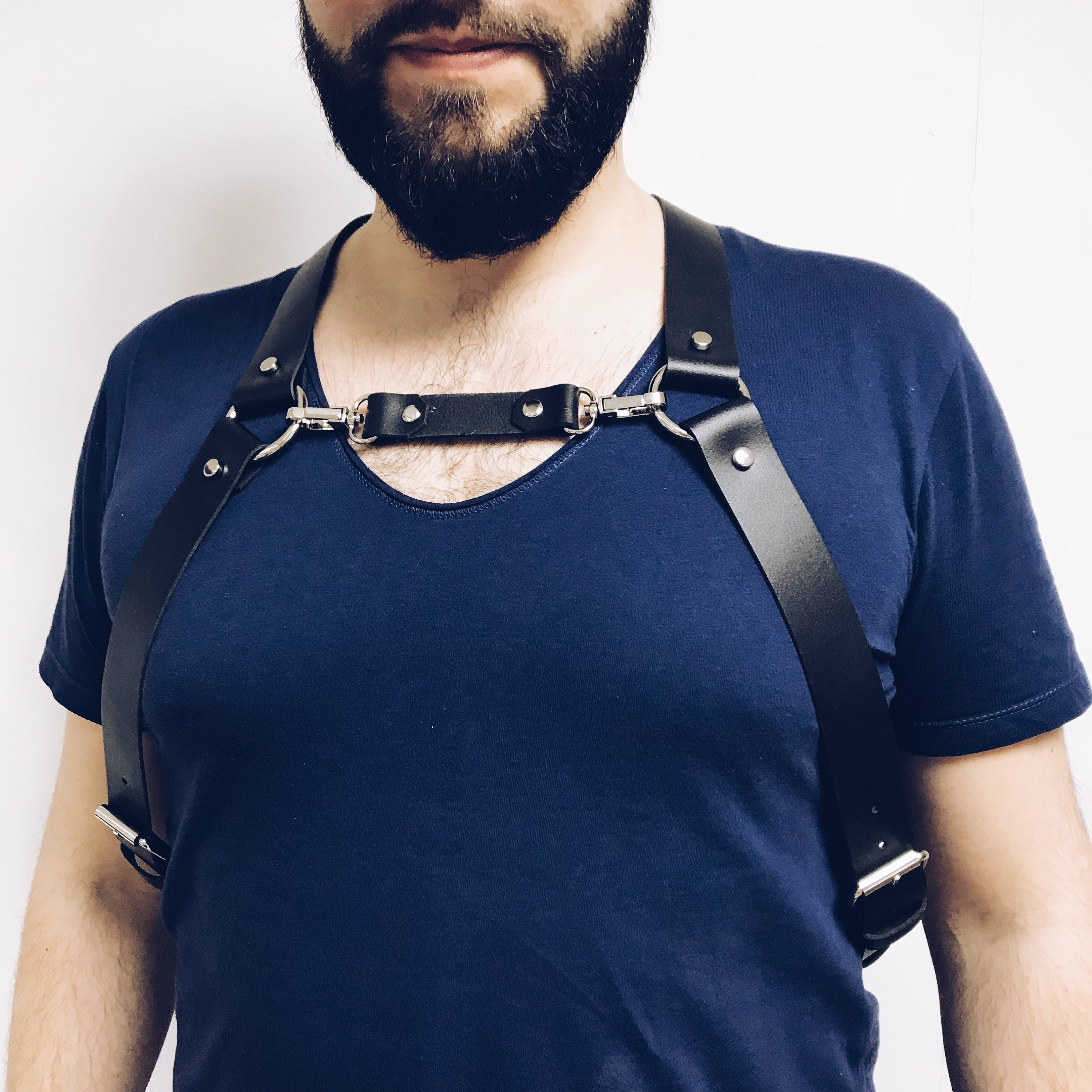 Men's leather harness Man harness Chest harness Etsy